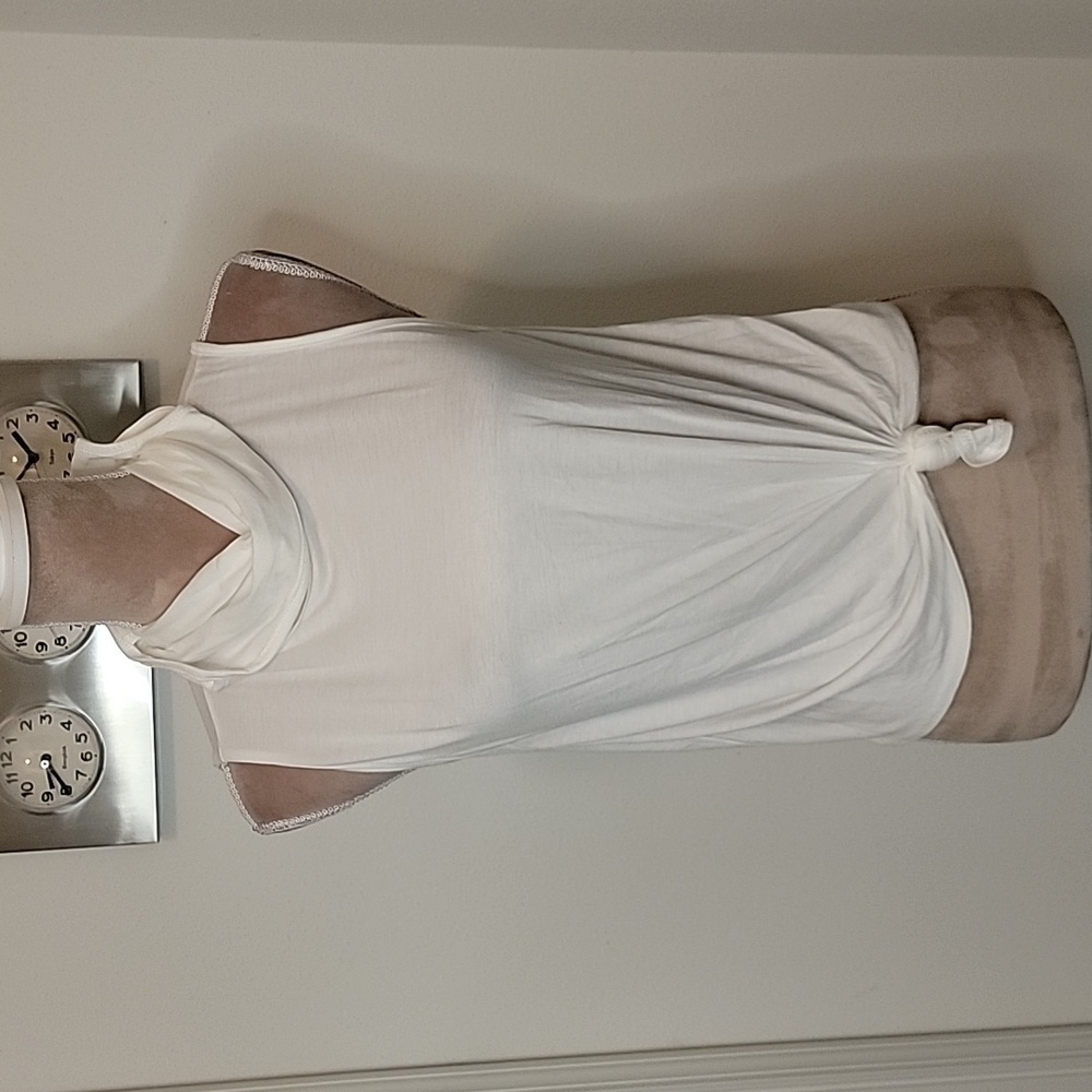 Gaze Sleeveless Cowl Neck Tie Waist Top, Size M.  Built in Gaiter, NEW.